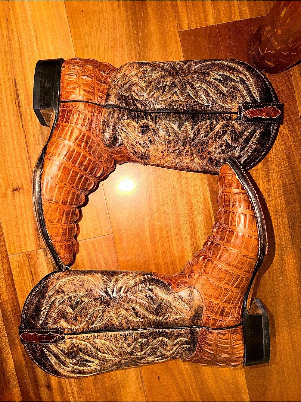 Brown Embossed Leather-Style Cowboy Boot